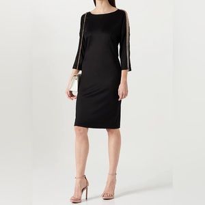 Hugo Hugo Boss Naverly 3/4 Chain Sleeve Sheath Dress Black Size XS